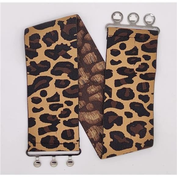 Women\'s Elastic Vintage Leopard Print Obi Belt Retro PU Leather Waist Cinch Belt main image 7